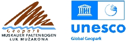Bild 2: Logo UNESCO Geopark Muskauer Faltenbogen, Quelle: UNESCO Global Geopark  Muskauer Faltenbogen Łuk Mużakowa
