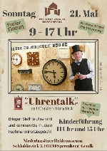 Plakat Uhrentalk im Heidemuseum Spremberg/Grodk | Quelle: Landkreis Spree-Neiße/Wokrejs Sprjewja-Nysa 