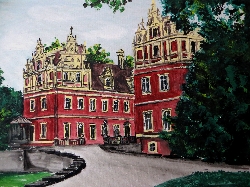 Bild 1: Neues Schloss Bad Muskau  gezeichnet von Jens Langner / Musik- und Kunstschule