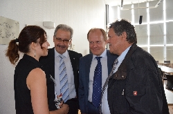 Bild 1: Ekaterina Chernikova (Praktikantin), Harald Altekrger (Landrat, Prs.Euroregion), Alexandr Sergejewitsch Zubarew (Vize-Gouverneur Oblast Kursk), Dieter Friese (Vizeprs. AGEG), Quelle: LK SPN