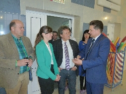 Bild 3: Karl-Heinz Ricken, Dolmetscherin Elena Alfimova und AGEG Vizepsident Friese im Gesprch mit dem Rektor Emelyanov (v.l.n.r.) in der staatlichen Sdwest-Universitt in Kursk., Quelle: privat