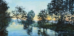 Bild 1: Bild, l auf Leinwand 40x80 cm, Liwia Litecka Morgendmmerung in Grieen, Quelle: Quelle: Landkreis Spree-Neie