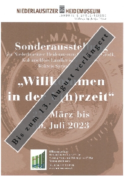 Bild 1: Plakat zur Uhrenausstellung im Niederlausitzer Heidemuseum , Quelle: Landkreis Spree-Neie/Wokrejs Sprjewja-Nysa