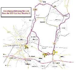 Bild 1: Umleitungsfhrung fr den Bau der Ortsumfahrung Cottbus, Quelle: Landesbetrieb Straenwesen Brandenburg