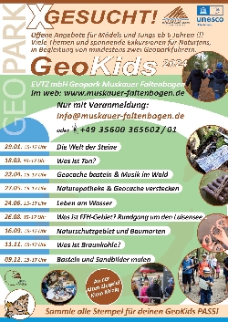 Bild 1: Plakat Geokids UNESCO Global Geopark Muskauer Faltenbogen/Łuk Mużakowa, Quelle: UNESCO Global Geopark Muskauer Faltenbogen/Łuk Mużakowa