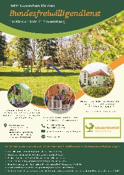 Bild 1: Plakat Bundesfreiwilligendienst Kinderdomizil Spremberg, Quelle: Landkreis Spree-Neie/Wokrejs Sprjewja-Nysa