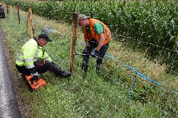 Bild 1: Arbeiten am ASP-Schutzzaun, Quelle: Landkreis Spree-Neie/Wokrejs Sprjewja-Nysa