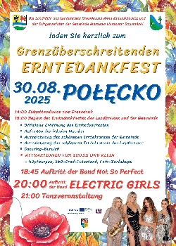 Bild 1: Plakat grenzberschreitendes Erntedankfest in Połęcko, Quelle: Landkreis Krosno Odrzańskie