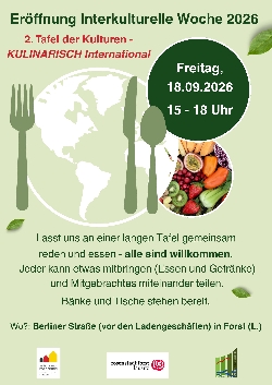 Bild 1: Plakat Interkulturelle Woche 2026, Quelle: Landkreis Spree-Nei�e/Wokrejs Sprjewja-Nysa