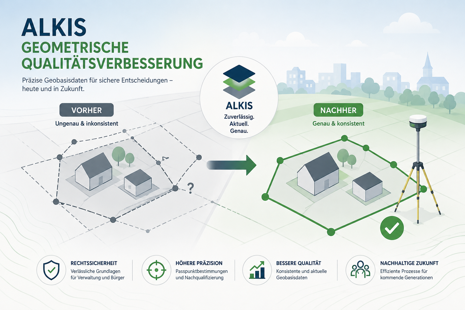 Symbolbild für die Geometrische Qualitätsverbesserung zur Qualitätssteigerung von ALKIS